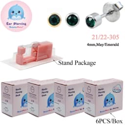 24PCS DolphinMishu Ear/Nose Piercing Cartilage Tragus High Quality Piercer Tool Pink Machine Kit 316L Steel Studs Body Jewelry