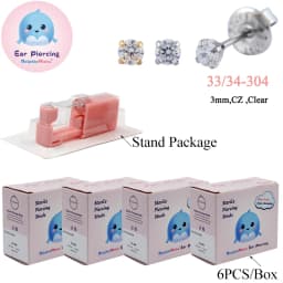 24PCS DolphinMishu Ear/Nose Piercing Cartilage Tragus High Quality Piercer Tool Pink Machine Kit 316L Steel Studs Body Jewelry