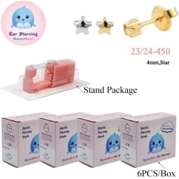 24PCS DolphinMishu Ear/Nose Piercing Cartilage Tragus High Quality Piercer Tool Pink Machine Kit 316L Steel Studs Body Jewelry