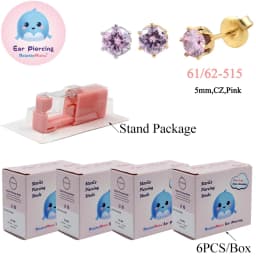 24PCS DolphinMishu Ear/Nose Piercing Cartilage Tragus High Quality Piercer Tool Pink Machine Kit 316L Steel Studs Body Jewelry