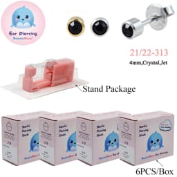 24PCS DolphinMishu Ear/Nose Piercing Cartilage Tragus High Quality Piercer Tool Pink Machine Kit 316L Steel Studs Body Jewelry