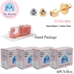 24PCS DolphinMishu Ear/Nose Piercing Cartilage Tragus High Quality Piercer Tool Pink Machine Kit 316L Steel Studs Body Jewelry