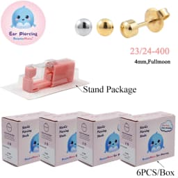 24PCS DolphinMishu Ear/Nose Piercing Cartilage Tragus High Quality Piercer Tool Pink Machine Kit 316L Steel Studs Body Jewelry