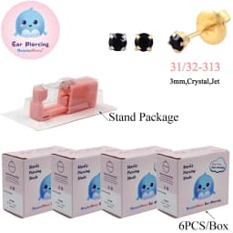 24PCS DolphinMishu Ear/Nose Piercing Cartilage Tragus High Quality Piercer Tool Pink Machine Kit 316L Steel Studs Body Jewelry