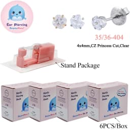 24PCS DolphinMishu Ear/Nose Piercing Cartilage Tragus High Quality Piercer Tool Pink Machine Kit 316L Steel Studs Body Jewelry