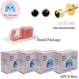 24PCS DolphinMishu Ear/Nose Piercing Cartilage Tragus High Quality Piercer Tool Pink Machine Kit 316L Steel Studs Body Jewelry