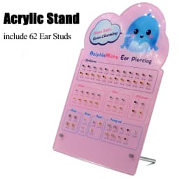 24PCS DolphinMishu Ear/Nose Piercing Cartilage Tragus High Quality Piercer Tool Pink Machine Kit 316L Steel Studs Body Jewelry