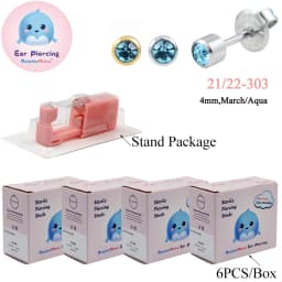 24PCS DolphinMishu Ear/Nose Piercing Cartilage Tragus High Quality Piercer Tool Pink Machine Kit 316L Steel Studs Body Jewelry