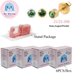 24PCS DolphinMishu Ear/Nose Piercing Cartilage Tragus High Quality Piercer Tool Pink Machine Kit 316L Steel Studs Body Jewelry