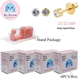 24PCS DolphinMishu Ear/Nose Piercing Cartilage Tragus High Quality Piercer Tool Pink Machine Kit 316L Steel Studs Body Jewelry