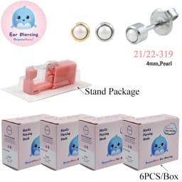 24PCS DolphinMishu Ear/Nose Piercing Cartilage Tragus High Quality Piercer Tool Pink Machine Kit 316L Steel Studs Body Jewelry