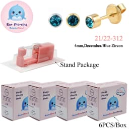 24PCS DolphinMishu Ear/Nose Piercing Cartilage Tragus High Quality Piercer Tool Pink Machine Kit 316L Steel Studs Body Jewelry