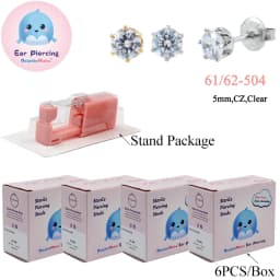 24PCS DolphinMishu Ear/Nose Piercing Cartilage Tragus High Quality Piercer Tool Pink Machine Kit 316L Steel Studs Body Jewelry