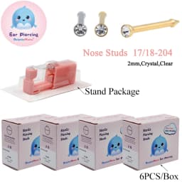 24PCS DolphinMishu Ear/Nose Piercing Cartilage Tragus High Quality Piercer Tool Pink Machine Kit 316L Steel Studs Body Jewelry