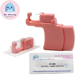 24PCS DolphinMishu Ear/Nose Piercing Cartilage Tragus High Quality Piercer Tool Pink Machine Kit 316L Steel Studs Body Jewelry