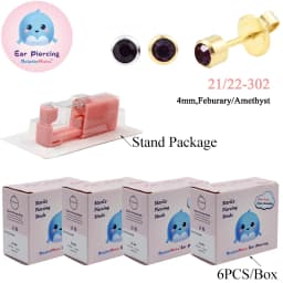 24PCS DolphinMishu Ear/Nose Piercing Cartilage Tragus High Quality Piercer Tool Pink Machine Kit 316L Steel Studs Body Jewelry