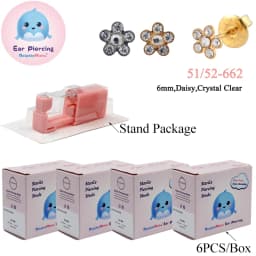 24PCS DolphinMishu Ear/Nose Piercing Cartilage Tragus High Quality Piercer Tool Pink Machine Kit 316L Steel Studs Body Jewelry