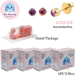 24PCS DolphinMishu Ear/Nose Piercing Cartilage Tragus High Quality Piercer Tool Pink Machine Kit 316L Steel Studs Body Jewelry