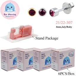 24PCS DolphinMishu Ear/Nose Piercing Cartilage Tragus High Quality Piercer Tool Pink Machine Kit 316L Steel Studs Body Jewelry