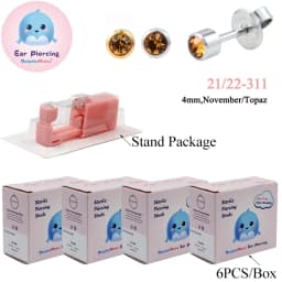 24PCS DolphinMishu Ear/Nose Piercing Cartilage Tragus High Quality Piercer Tool Pink Machine Kit 316L Steel Studs Body Jewelry