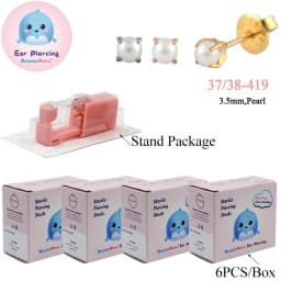 24PCS DolphinMishu Ear/Nose Piercing Cartilage Tragus High Quality Piercer Tool Pink Machine Kit 316L Steel Studs Body Jewelry