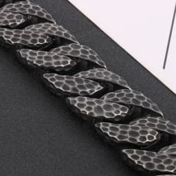 Fongten Heavy Curb Bracelet for Men Vintage Stainless Steel Foundry Tapping Pattern Cuban Chain Male Bangle Bracelets Jewelry