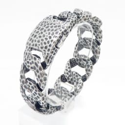 Fongten Heavy Curb Bracelet for Men Vintage Stainless Steel Foundry Tapping Pattern Cuban Chain Male Bangle Bracelets Jewelry
