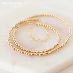 Real 14K Gold Filled Round Bead Necklace Dainty Bead Choker Handmade Pendants Tarnish Resistant Necklace Boho Women Jewelry
