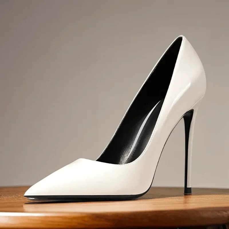 New Minimalist Women's Single Shoes, Plus Size Professional Pointed High Heels, Silver Black and White Mirror Summer Work Shoes