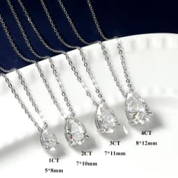 EWYA Pear Cut 1/1.5/3/4/5CT D Color Moissanite Pendant Necklace for Women Men 925 Silver Waterdrop Solitaire Diamond Neck Chain