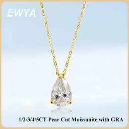 EWYA Pear Cut 1/1.5/3/4/5CT D Color Moissanite Pendant Necklace for Women Men 925 Silver Waterdrop Solitaire Diamond Neck Chain