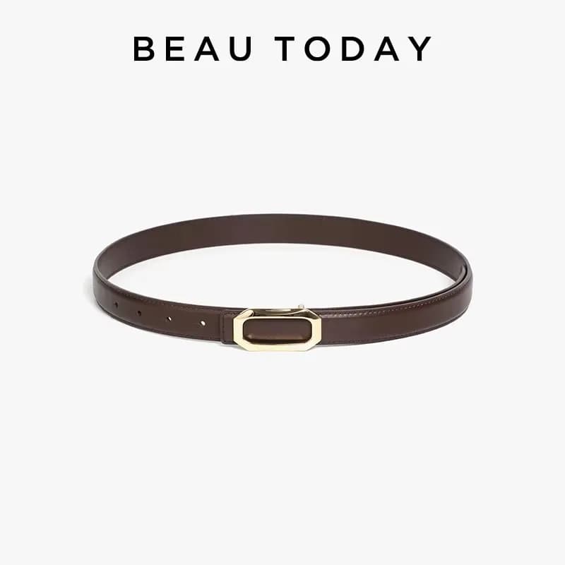 BEAUTODAY Casual Belts Women Genuine Cow Leather Metal Square Buckle Luxury Waistband Female Accessories Handmade 91112