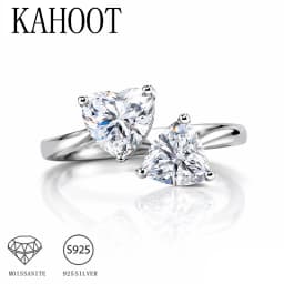 925 Silver Heart-Shaped 2 Carat Moissanite Adjustable Ring Is Fashionable and Simple, Suitable for Daily Life and Wedding