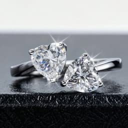 925 Silver Heart-Shaped 2 Carat Moissanite Adjustable Ring Is Fashionable and Simple, Suitable for Daily Life and Wedding