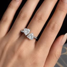 925 Silver Heart-Shaped 2 Carat Moissanite Adjustable Ring Is Fashionable and Simple, Suitable for Daily Life and Wedding