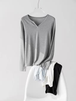 SuyaDream Women Solid T Shirt, Silk Viscose Blend, V Neck, Long Sleeves Chic Shirt 2025 Spring Summer Cozy Top, White, Grey