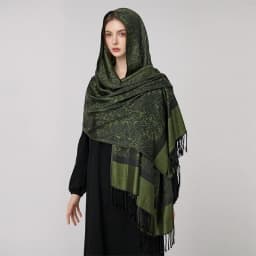 [T003] 1pc Bohemian Fashion Paisley Jacquard Pashmina Scarf Tassel Ladies Hijab Shawl Wrap Winter Suitable For Daily Wear