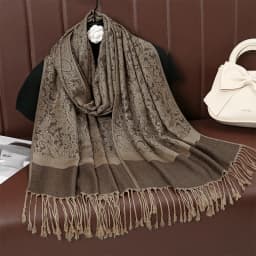 [T003] 1pc Bohemian Fashion Paisley Jacquard Pashmina Scarf Tassel Ladies Hijab Shawl Wrap Winter Suitable For Daily Wear
