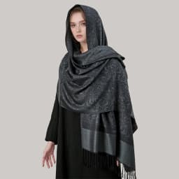 [T003] 1pc Bohemian Fashion Paisley Jacquard Pashmina Scarf Tassel Ladies Hijab Shawl Wrap Winter Suitable For Daily Wear
