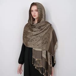 [T003] 1pc Bohemian Fashion Paisley Jacquard Pashmina Scarf Tassel Ladies Hijab Shawl Wrap Winter Suitable For Daily Wear