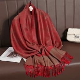 [T003] 1pc Bohemian Fashion Paisley Jacquard Pashmina Scarf Tassel Ladies Hijab Shawl Wrap Winter Suitable For Daily Wear