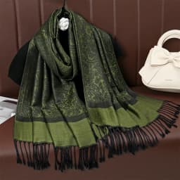 [T003] 1pc Bohemian Fashion Paisley Jacquard Pashmina Scarf Tassel Ladies Hijab Shawl Wrap Winter Suitable For Daily Wear