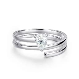 Smyoue Certified 0.5CT Real Moissanite Solitaire Rings for Women Sterling Silver 925 Plated 18K Lab Daimond Female Tail Ring