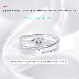 Smyoue Certified 0.5CT Real Moissanite Solitaire Rings for Women Sterling Silver 925 Plated 18K Lab Daimond Female Tail Ring