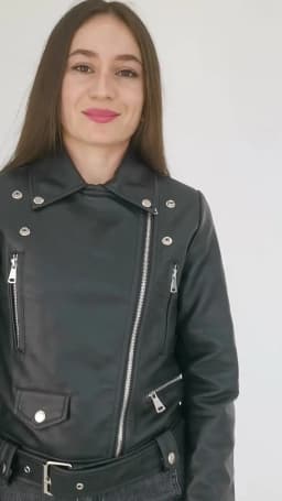Ailegogo Spring Autumn Women Moto Biker Black Pu Fuax Leather Jacket Streetwear Female Belt Zipper Slim Fit Short Coat Outwear