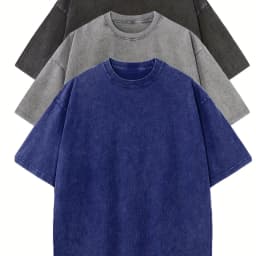 3pcs Men's 100% Cotton Loose-Fit T-Shirts in Solid Colors Casual Short Sleeve Crew Neck Ideal for Summer Outdoor