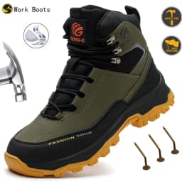 Steel Toe Cap Shoes For Men Work Boots Puncture-Proof Work Safety Shoes Non-Slip Protective Shoes Male Footwear Sneakers