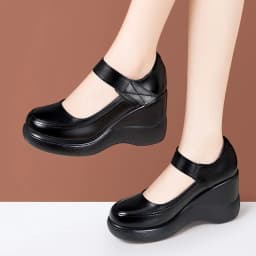 8cm Breathable Comfortable Shallow Thick Bottom Platform Wedges Shoes 2025 Spring Genuine Leather Shoes Woman High Heels for Mom