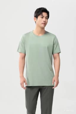 Men's High-end Fabric Silk Mercerized Cotton T-shirt Crew Neck Luxury Tee Short Sleeve Silky Feeling Summer Wear Vacation V-neck