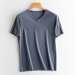 Men's High-end Fabric Silk Mercerized Cotton T-shirt Crew Neck Luxury Tee Short Sleeve Silky Feeling Summer Wear Vacation V-neck